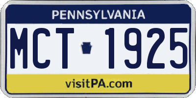 PA license plate MCT1925