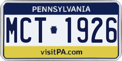 PA license plate MCT1926