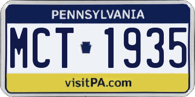 PA license plate MCT1935