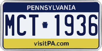 PA license plate MCT1936