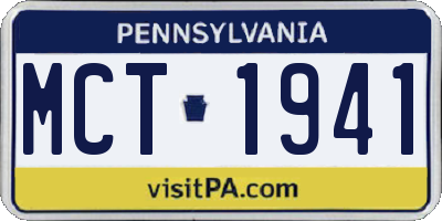 PA license plate MCT1941