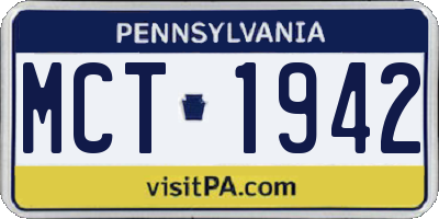 PA license plate MCT1942