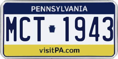 PA license plate MCT1943