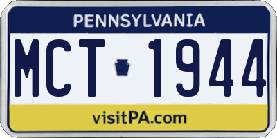 PA license plate MCT1944