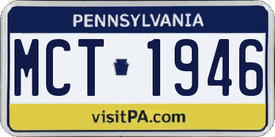 PA license plate MCT1946