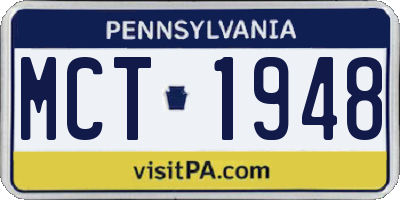 PA license plate MCT1948