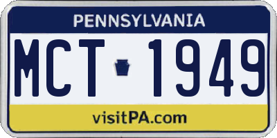 PA license plate MCT1949