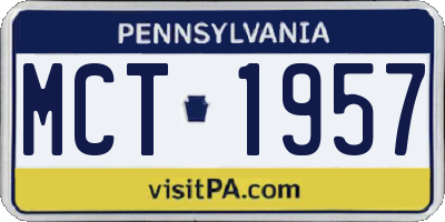 PA license plate MCT1957