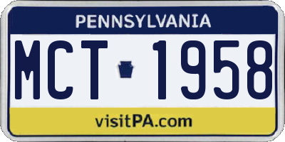 PA license plate MCT1958
