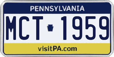 PA license plate MCT1959
