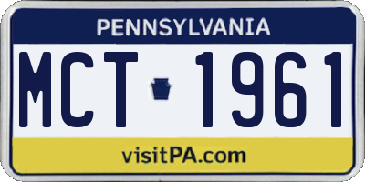 PA license plate MCT1961