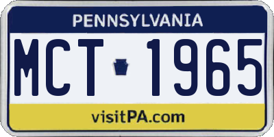 PA license plate MCT1965