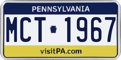 PA license plate MCT1967