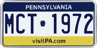 PA license plate MCT1972