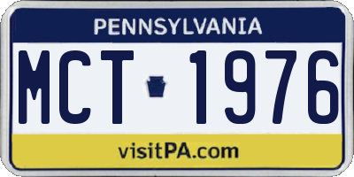PA license plate MCT1976