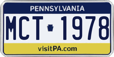 PA license plate MCT1978