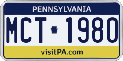 PA license plate MCT1980