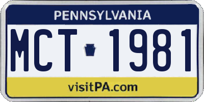 PA license plate MCT1981