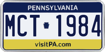 PA license plate MCT1984