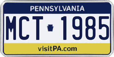 PA license plate MCT1985