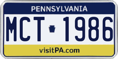 PA license plate MCT1986