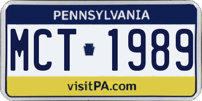 PA license plate MCT1989