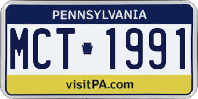 PA license plate MCT1991