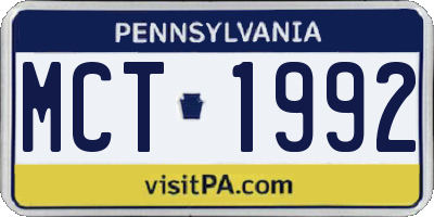 PA license plate MCT1992