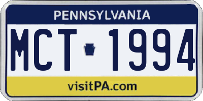 PA license plate MCT1994