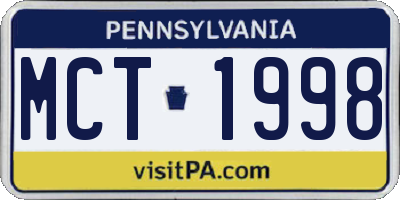 PA license plate MCT1998