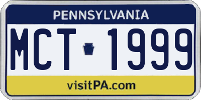 PA license plate MCT1999