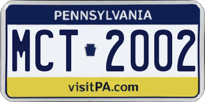 PA license plate MCT2002