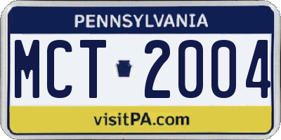 PA license plate MCT2004