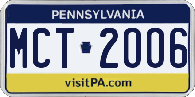 PA license plate MCT2006