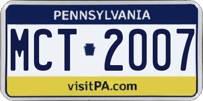 PA license plate MCT2007