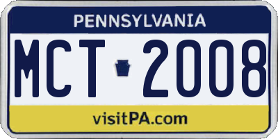 PA license plate MCT2008