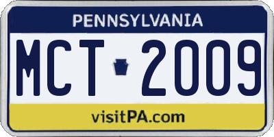 PA license plate MCT2009