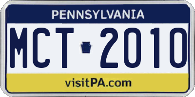 PA license plate MCT2010