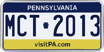 PA license plate MCT2013