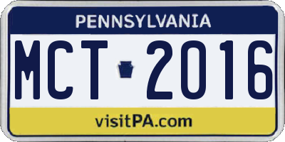 PA license plate MCT2016