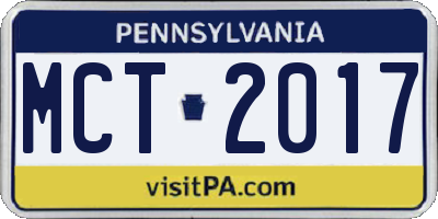 PA license plate MCT2017