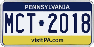 PA license plate MCT2018