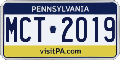 PA license plate MCT2019