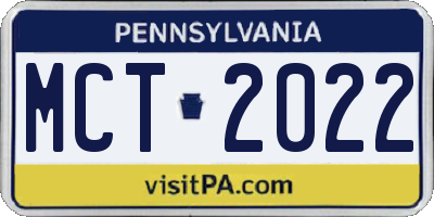 PA license plate MCT2022