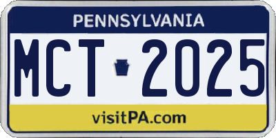 PA license plate MCT2025