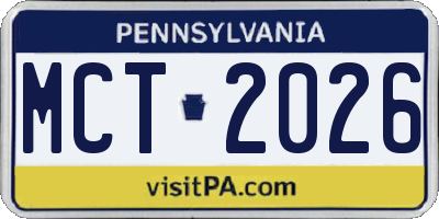 PA license plate MCT2026