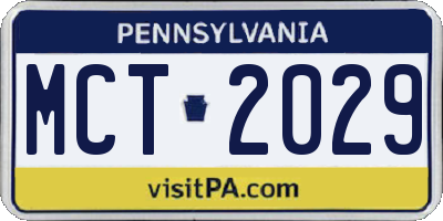PA license plate MCT2029