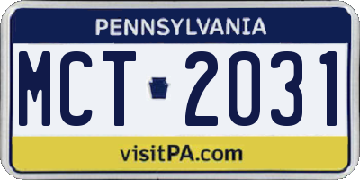 PA license plate MCT2031