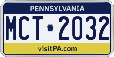 PA license plate MCT2032