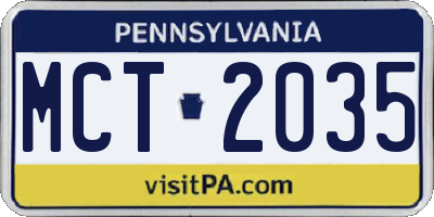 PA license plate MCT2035